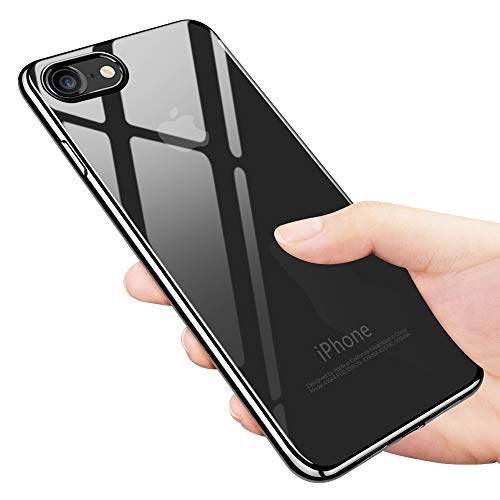 innislink Coque iPhone 8, Coque iPhone 7 Transparent Silicone TPU Case Anti-Scratch Crystal Ultra Mince Anti-Rayures Flexible Bumper Protection Coque pour Apple iPhone 8 iPhone 7 - Noir