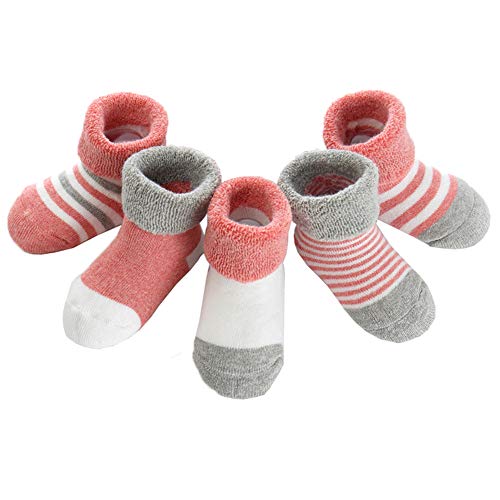 Z-Chen Pack de 5 Pares de Calcetines Bebé Niño Niña Algodón, Rojo, 12-24 Meses