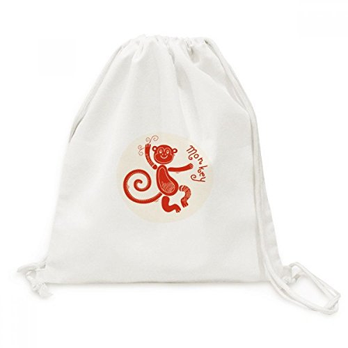 Sac à dos cordon rouge Toile Singe zodiaque chinois DIYthinker