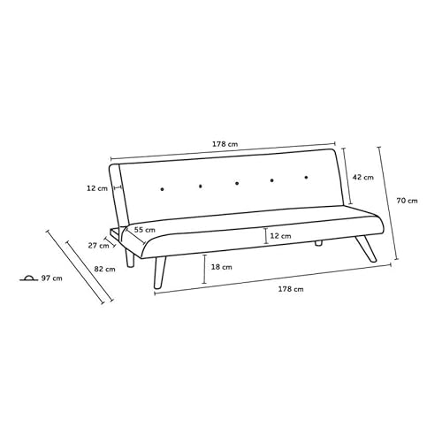 Produce Shop Divano Letto In Tessuto 2 Posti Per Salotto E Soggiorno Design Larimar - Nero - 6