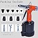 Wadoy Heavy Duty Air Rivet Gun,3924lbf Professional Pneumatic Pop Riveter Kit with 5 Nosepieces (1/4