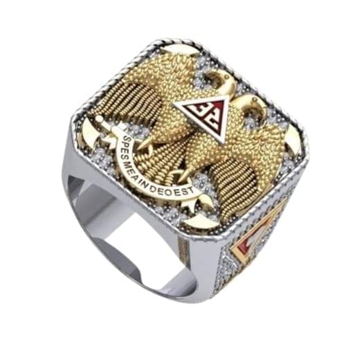Amazon.com: Ssjewel Scottish Rite Two Headed Eagle Ring Iced Out ...
