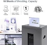 WOLVERINE 10-Sheet Super Micro Cut Niveau de sécurité élevé P-5 Papier lourd/CD/Card Ultra Calme Shredder pour Home Office par 60 Mines Durée et 6 Boîte à déchets de Gallons SD9612 (gris ETL)