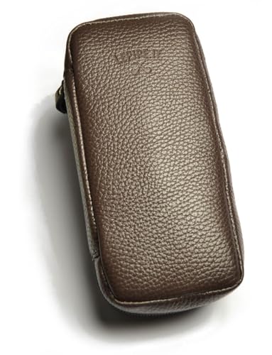 Estuche porta pipas para 3 pipas de cuero marrón organizador de viaje con diseño elegante