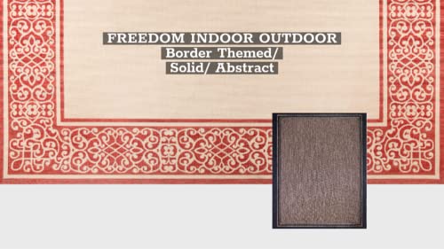 Gertmenian Indoor Outdoor Area Rug, Classic Flatweave, Washable, Stain & Uv Resistant Carpet, Deck, Patio, Poolside & Mudroom, 8X10 Ft Large, Simple Border, Black Nut Brown, 21359 #TOP5
