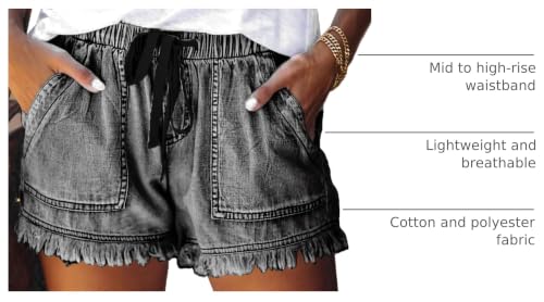 Image of YOCUR Womens Lightweight Shorts Casual Baggy Trendy Hot Pants Elastic Waist Drawstring Comfy Shorts