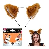 VYNZOR Diadema de Zorro con Orejas y Tatuajes Faciales para Niños/Niñas - Divertido Disfraz Animal para Carnaval y Fiestas - Accesorio de Fantasía Infantil con Diseño Encantador