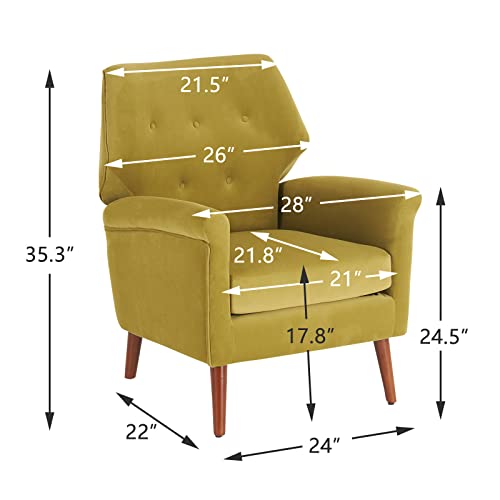 Lovspatio Mid-Century Modern Upholstered Button Tufted Sofa Chair,Accent Linen Fabric Armchair For Living Room,Bedroom,Office (Olive Green)… #TOP2