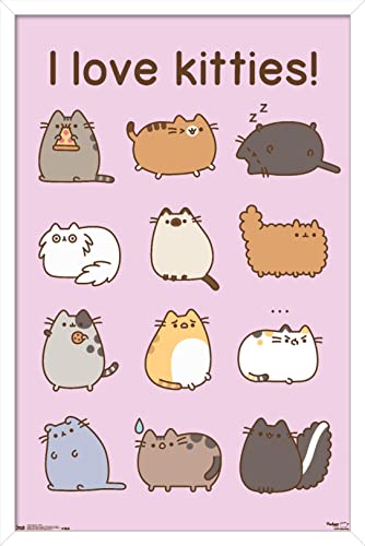 Trends International Pusheen - Kitties Wall Poster, 14.725" x 22.375", White Framed Version