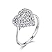 Skcess Ring 585 Gold Zierlicher Ring 14 Karat Weißgold, Eheringe Silber Herz Diamant Verlobungsringe Größe 57 (18.1)