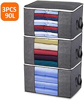 Large Clothes Storage Bags with Zips, 3 PCS Duvet Storage Bag King Size