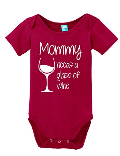 Image of Mommy Needs a Glass of Wine Printed Baby Romper