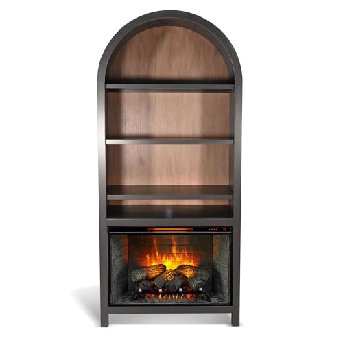 Sunny Designs Arched Solid Wood Bookcase with Optional Electric Fireplace