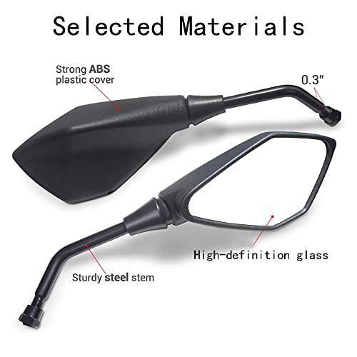 MAMIKO Universal Motorcycle Rear View Mirrors for 7/8" Handlebar Mount Compatible with Motorcycle Scooter Moped Polaris Sportsman Honda ATV Dirt Bike Cruiser - Thumbnail 3