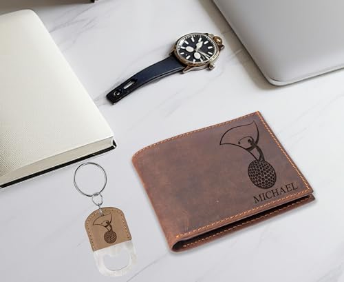 Personalized Golfer Wallet, Sports Wallet, Golf Wallet, Birthday Gift for men, Custom Men Wallet, Christmas Wallet, Personalized Golf Gifts,Crazy Horse Leather Wallet2