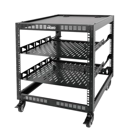Tecmojo 12U Open Frame Netzwerk-Rack, 48,3 cm kompatibel, bodenstehend und wandmontierbar, mit 2 x 1U Serverregal & Montagematerial, AV & IT Equipment Rack für Büro/Zuhause