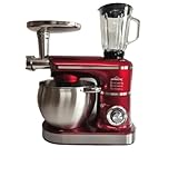 Robot 3 in 1 Batidora Amasadora 10Litros/2300w, con Tazón de Acero Inoxidable, 6 Velocidades. colores: Rojo Negro y Gris (Rojo)