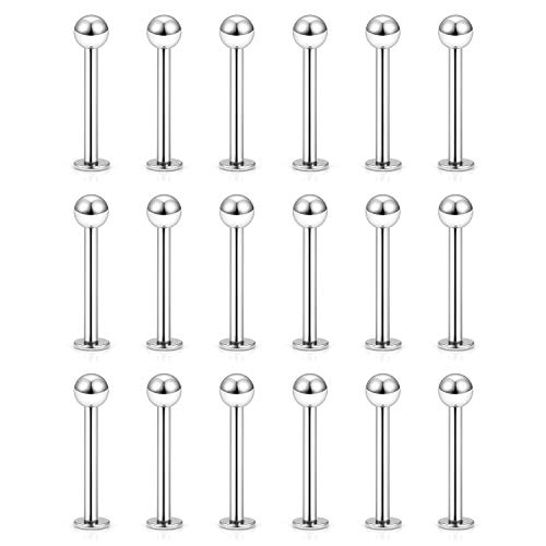 Yaalozei 20G 16G 14G 12G Lip Labret Monroe Medusa Ring Studs 316L Surgical Steel Tragus Helix Cartilage Earring Tongue Cheek Dimple Piercings Jewelry Bar Length 6mm 8mm 10mm 12mm 14mm 16mm 19mm 18PCS