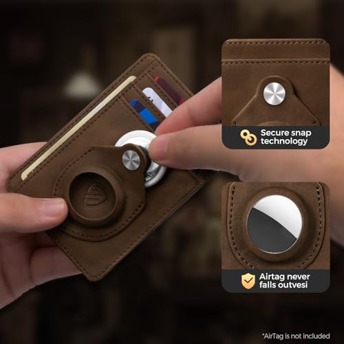 Image of RUNBOX Slim Minimalist Front Pocket Air Tag Holder Wallet for Men, RFID Blocking Card Holder Mens Wallet Gifts for Men Dad