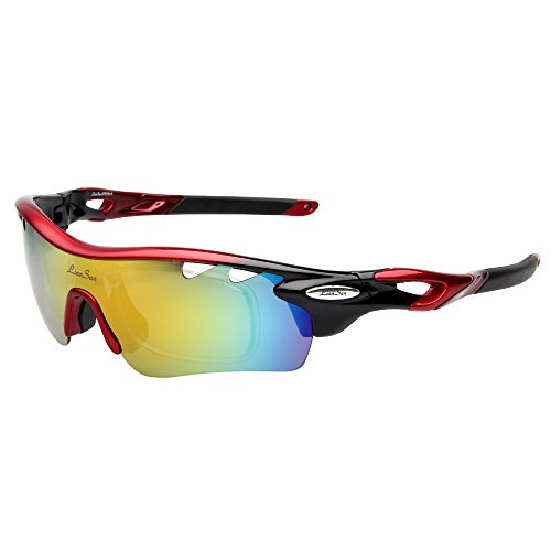 Liansan Polarized Sports Aviator Sunglasses for Men Women Cycling Running Fishing LS7896(red black)
