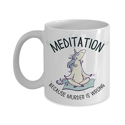 Heavily Meditated Mug Meditation Because Murder is Wrong Unicorn Lotus Pose Funny Yoga 11 o 15 oz. Blanco Bohemio espiritual cerámica café té taza