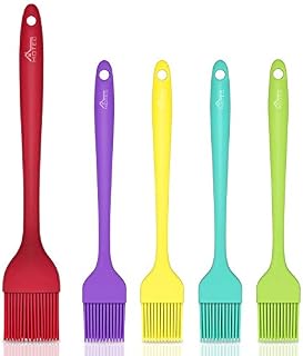 Hotec 5 pieces Set Basting Brushes Silicone Heat Resistant Pastry Brushes Spread Oil