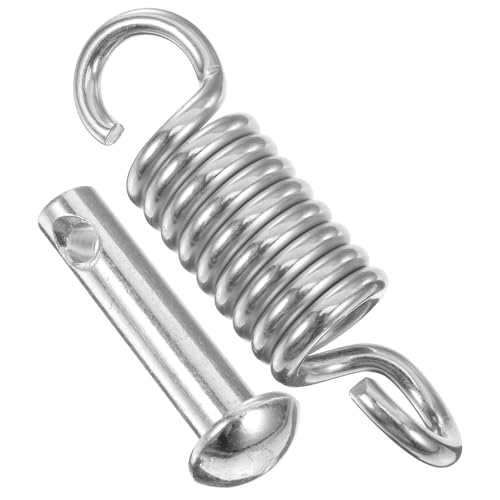 HOUDERCO Ganci a Molla e Perni per Sedia Sospesa, Kit di Sospensione per Amaca e Altalena da Veranda, Acciaio Resistente, Uso Intensivo, Argento