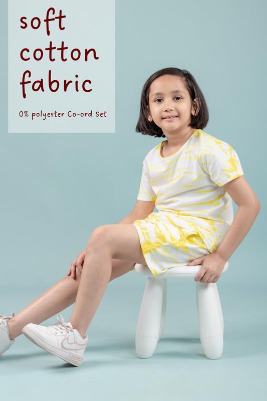 Image of Tweeny Mini Girls Cotton Night Suit | Sleepwear | Nightwear | Tie & Dye Summer Loungewear with Top and Shorts for Kids Girl (Pure Cotton)