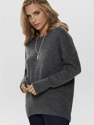 ONLY Damen Onlnanjing L/S KNT Noos Pullover, Dark Grey Melange, M EU – Ansicht 6