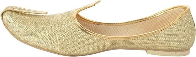 BombayFlow Men's Roy Gold Glitter Punjabi Jutti Indian Handmade Gold Shoes Loafers, Khussa Shoes Juti India Wedding Kurta Sherwani Khussa Mojari Men's2