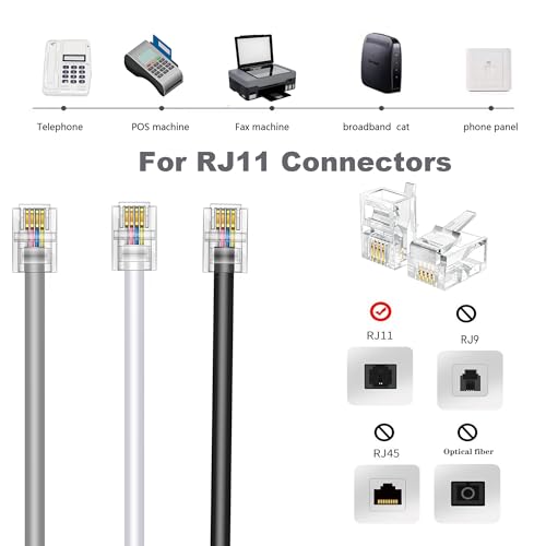 ZTOXLR Phone Extension Cord 15 FT Long Phone Cable Line Wire, with Standard RJ11 Plug andIncludes Telephone Inline Coupler RJ11 Splitter and 15 Cable Clip Holders, Grey