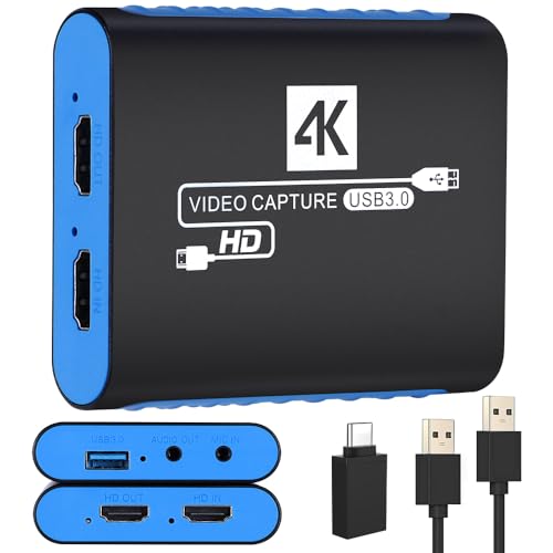 Capture Card for OBS Twitch Game Live Streaming and Recording with 4K Pass-Through,USB3.0 1080P...