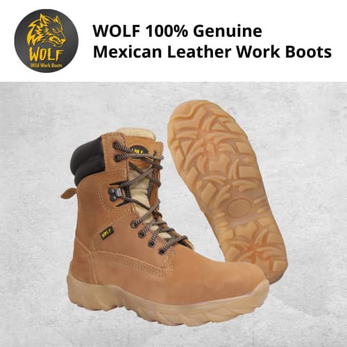 Wolf Work Boot | Waterproof Treated 100% Genuine Mexican Leather | Oil Resilient | Plain Toe | Insulated | Non-Slip Rubber Sole | Ankle Boot | Comfortable Padded Collar | Construction | Industrial Ppe #TOP1