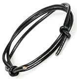 Mens black Adjustable 3.0mm Thick Leather Cord Surf Bracelet or Anklet