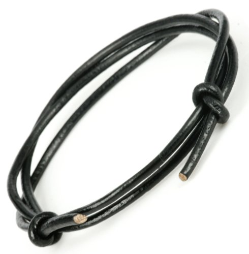 Mens black Adjustable 3.0mm Thick Leather Cord Surf Bracelet or Anklet