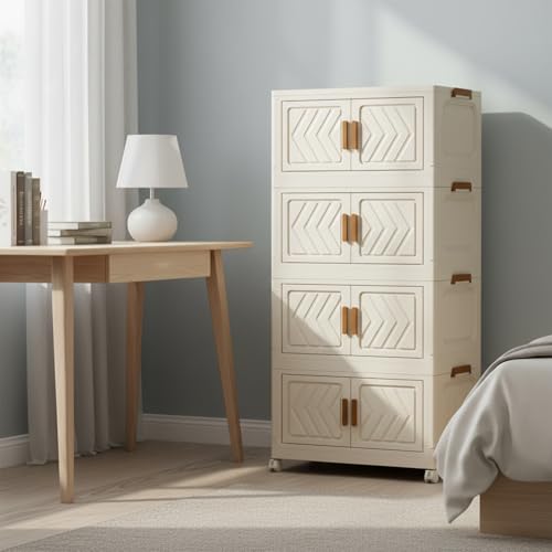 ETOYA 4-Tier Stackable Storage Bins with Lids, 23QT Stackable Closet