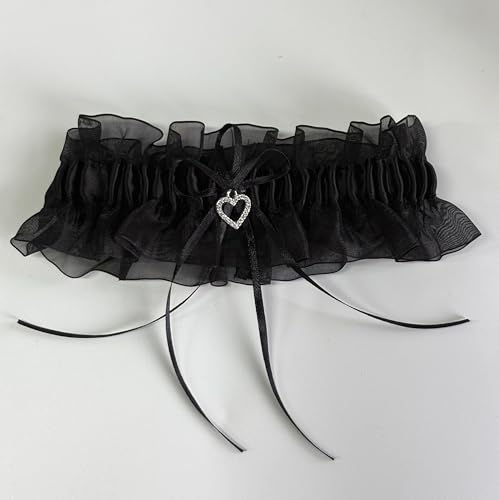 Image of Ting&Cecilly Lace Wedding Garters for Bride Pearl Stretch Prom Garter, Women Wedding Bridal Legs Garter Set