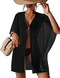 AI'MAGE Bathing Suit Cover Up for Women Chiffon Beach Coverup Sheer Summer Kimono Cardigan for Swimsuit Black