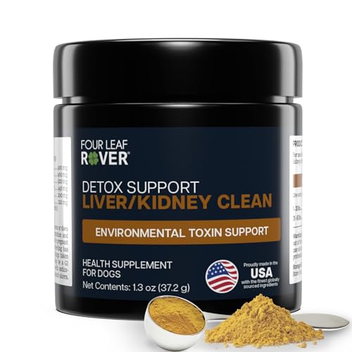 Four Leaf Rover Dog Liver Support - with Organic Milk Thistle & Mushrooms - with Kidney Support - Detox & Cleanse - Veterinarian Formulated