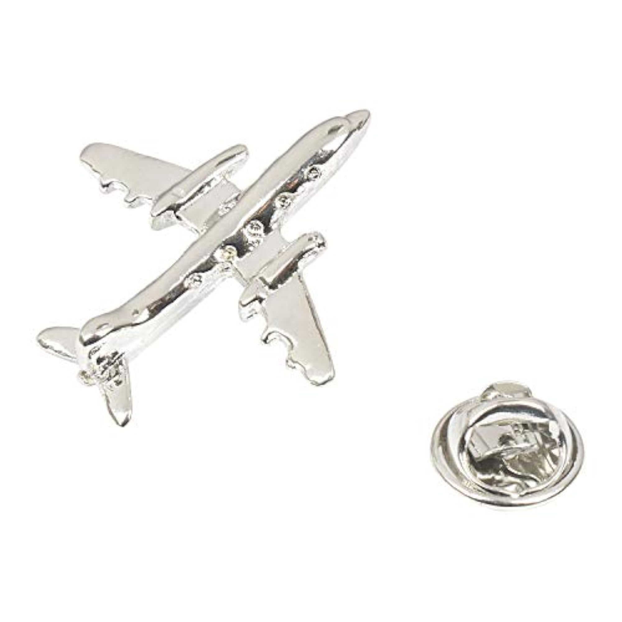 Silver-Plated Brass Aeroplane Design Brooch for Men