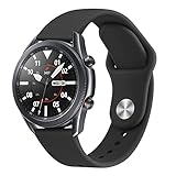 Meliya Band for Samsung Galaxy Watch 3 Bands 45mm Women Men, 22mm Adjustable Soft Silicone Sport Strap Replacement Band for Galaxy Watch 3 45mm (Black)