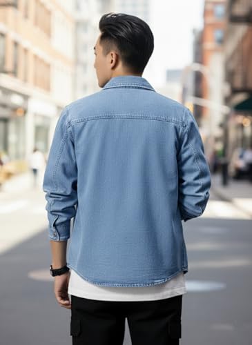 Image of GRECIILOOKS Men's Full Sleeve Regular Fit Casual Denim Shirt | Cotton Shirts for Man |Stylish Trendy Shirt for Men