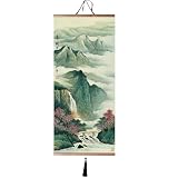 Canvas Painting Prints Wall Scroll Fengshui Art for Decor 32x14in