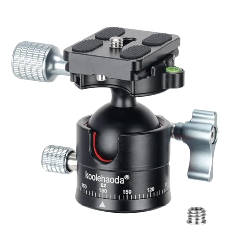 koolehaoda Φ36mm Rotule Tête de Trépied à Profil Bas Entièrement en Métal CNC avec Plaque Rapide de Vis 1/4",Poids Net Seulement 240G, Charge Max 15KG