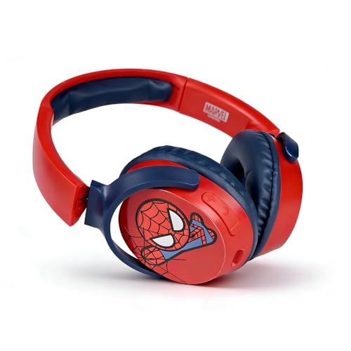 Image of Marvel Spider-Man Kids Bluetooth Headphones with Character Mood Light Gift Set | Foldable Swivel Cups | Kids Safe 85dB Volume Limit | Aux Input | Voice Assistant | Perfect for Boys | Ages 5-16