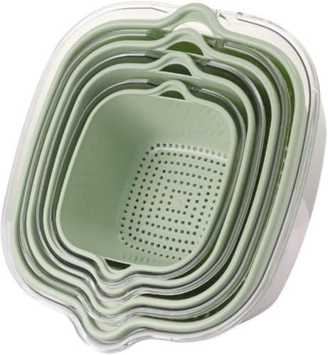 Xozilo ザル・ボウル 8個セット 厚手 スタッキング可 重ねて収納 水切りネット付き 米とぎ・野菜洗い・水切りに最適 洗米器代わり キッチン用品 家庭用 料理・一人暮らし (A)