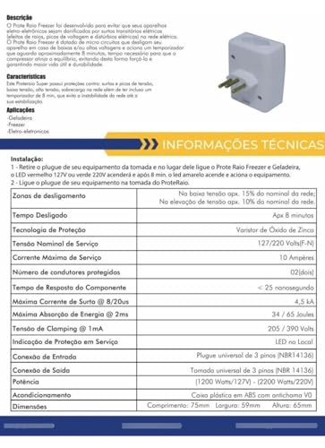 Protetor Contra Queda de Energia PW Para Freezer Ou Geladeira, Branco