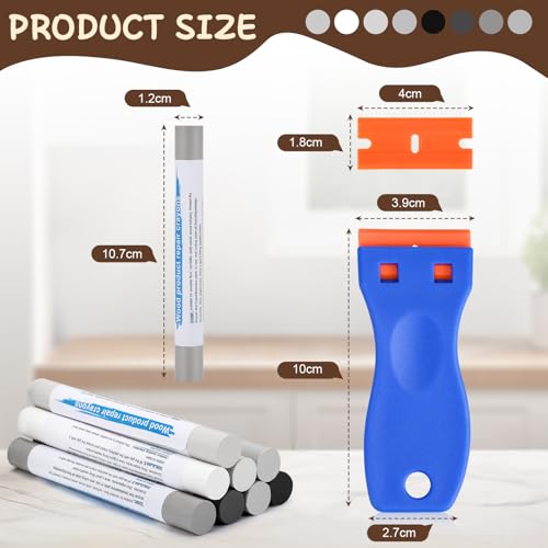 Möbelreparatur Wachsmalstifte,Weichwachskittstangen,Laminat Reparaturset Möbel Reparatur Set zum Auffüllen Reparieren von Kratzern und Löchern auf Möbeln,anderen Holzoberflächen (8 Versch Grauserie)