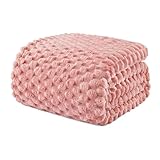 Exclusivo Mezcla Kuscheldecke Fleece Decke, Flauschige Sofadecke 150 x 200 cm, Jacquard-Überwurfdecke Wohndecke Tagesdecke, Warm & Leicht für Ganzjahreszeit, Rosa