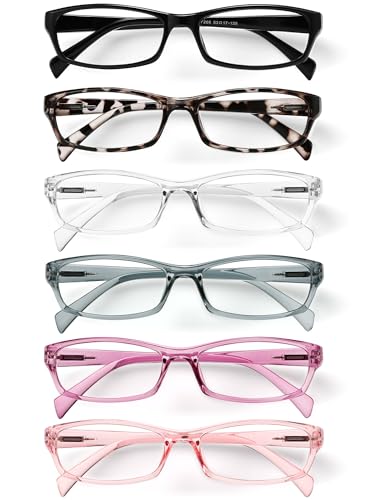 Image of Gaoye Reading Glasses for Women, 6 pack Fashion Readers for Women Men Spring Hinge Eye Glasses, Blue Light Reading Glasses